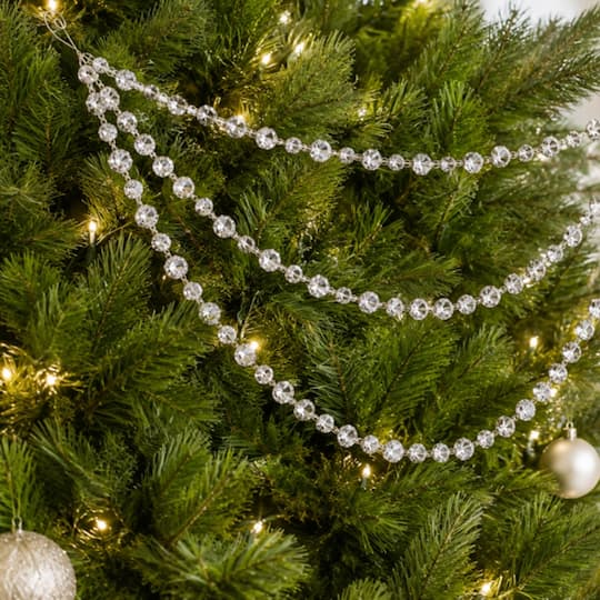 Melrose 20.5" Silver Triple Strand Bead Garlands, 2ct.